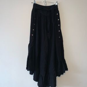 Free People Black Wide Leg Cropped Pants